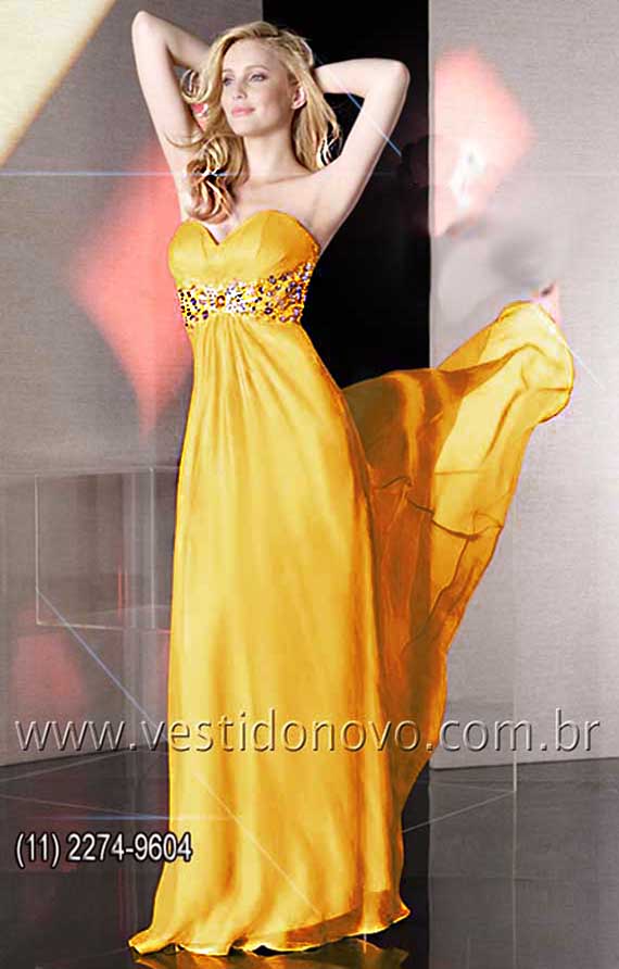 vestido  plus size tamanho grande amarelo  brilho e pedraria no busto loja em So Paulo  formatura baile de gala
