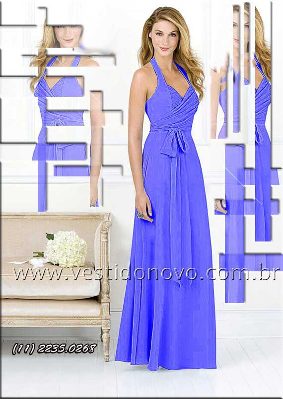 vestido festa de gala azul