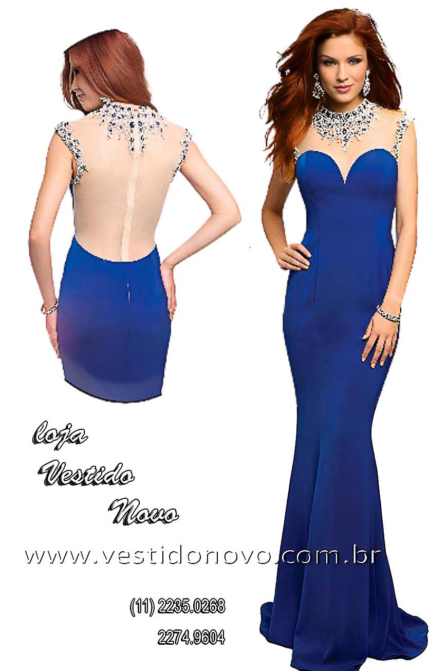 vestido de festa, azul royal, brilho e pedraria, (11) 2274-9604 ou 2235-0268 , São Paulo, sp