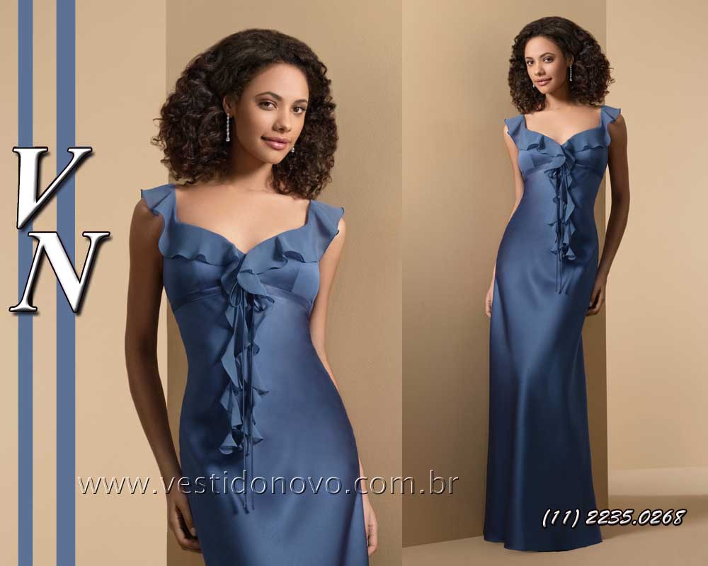 vestido com alça e manguinha em cetim azul, madrinha de casamento (11) 2274-9604 , aclimação, vila mariana, ipiranga, mooca, aclimação, lins de vasconcelos