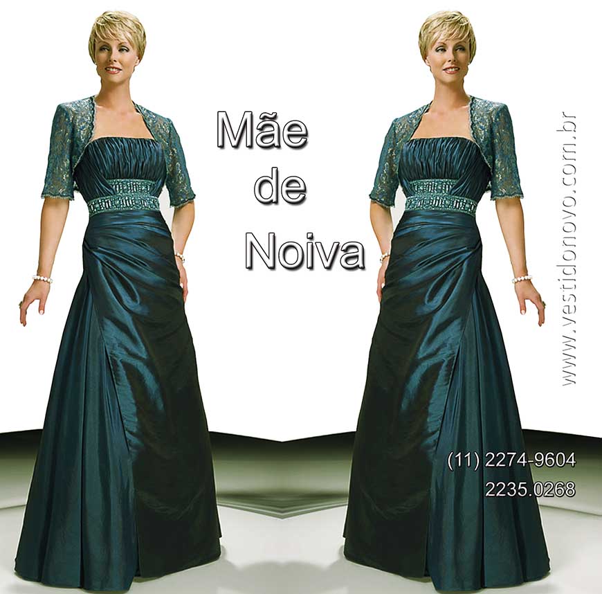 Vestido me de noiva, azul petrleo, plus size, bolero com manga, zona sul sp