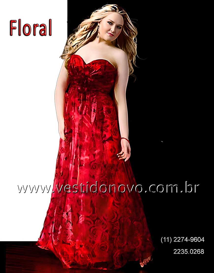 vestido plus size vermelho floral casamento civil, formatura loja em So Paulo sp