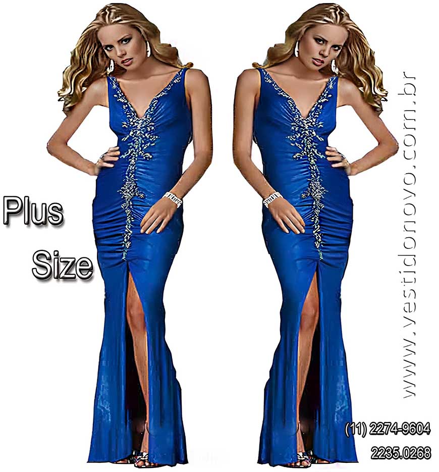 vestido sereia com muito brilho azul royal 