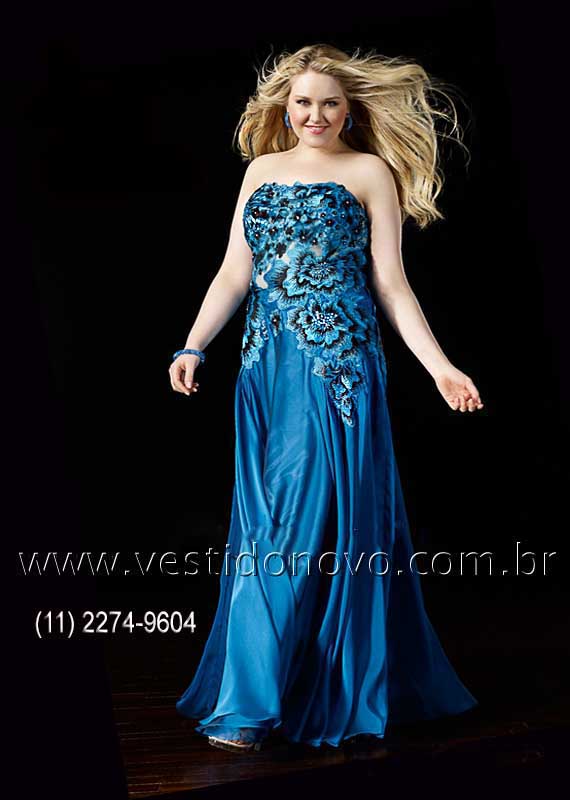vestido floral plus size na cor azul com transparencia e renda tamanho grande mae do noivo, madrinha, aclimao So Paulo