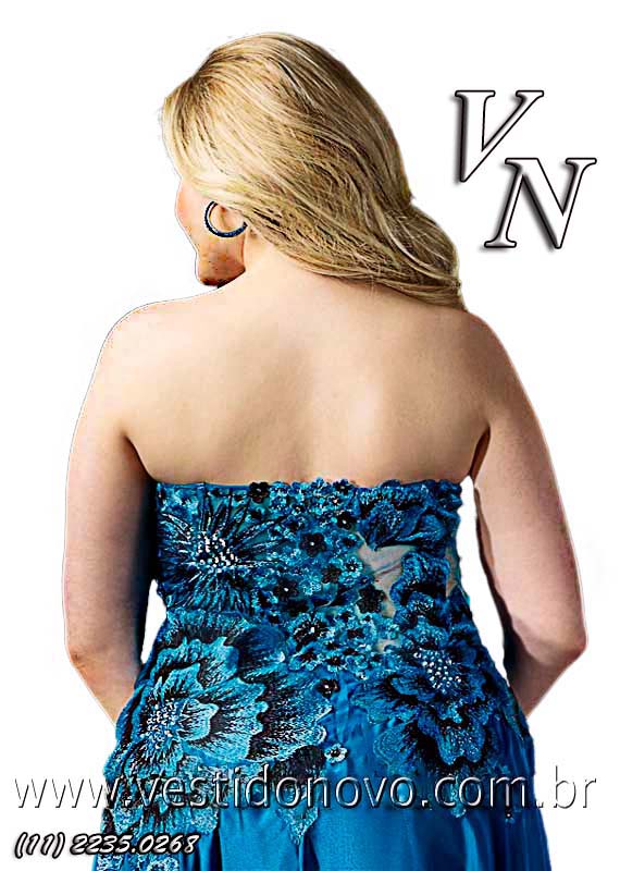 vestido plus size, tamanho grande, floral na cor azul royal, So Paulo, zona sul