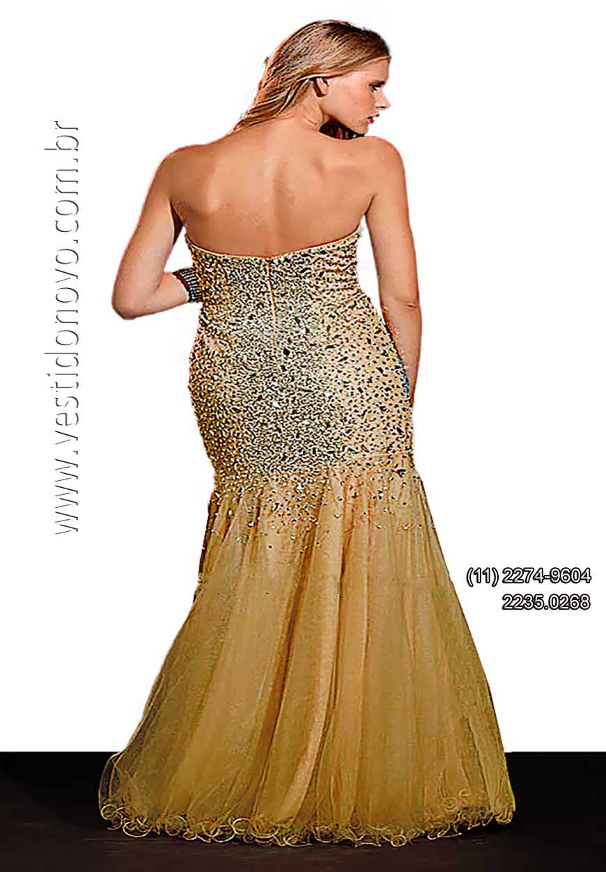 vestido de festa longo sereia, me de noiva, plus size,  nude com dourado , aclimao