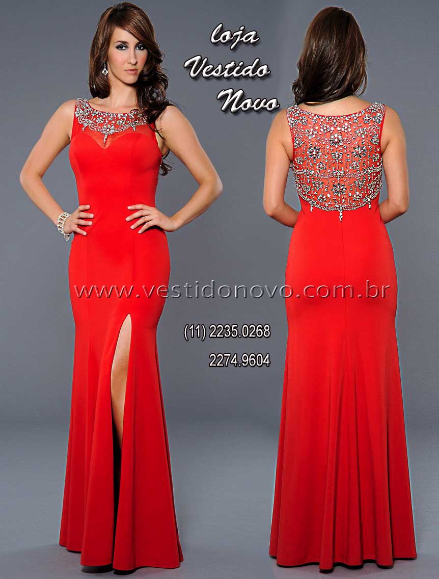 vestido vermelho com pedraria