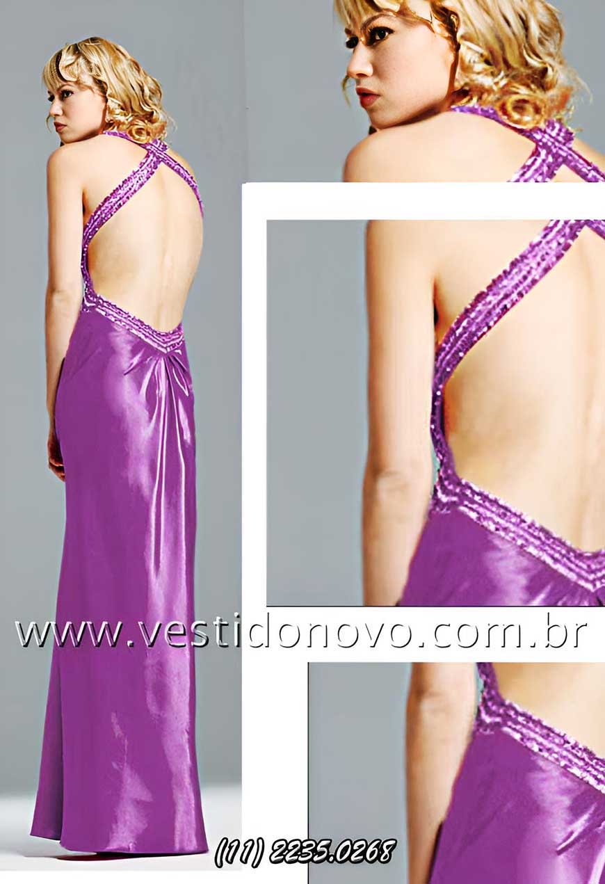 vestido de formatura lilas violeta com decote e costas cavadas loja zona sul, aclimao, cambuci, vila monumento, vila mariana, ipiranga, lins de vasconcelos So Paulo - aclimao, vila mariana, ipiranga, mooca, abcd