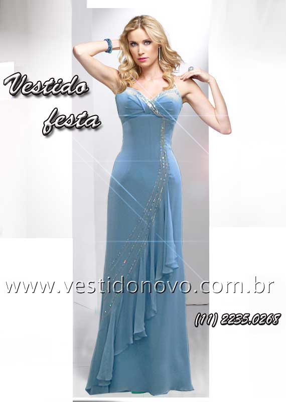  vestido de festa longo na cor azul claro São Paulo 